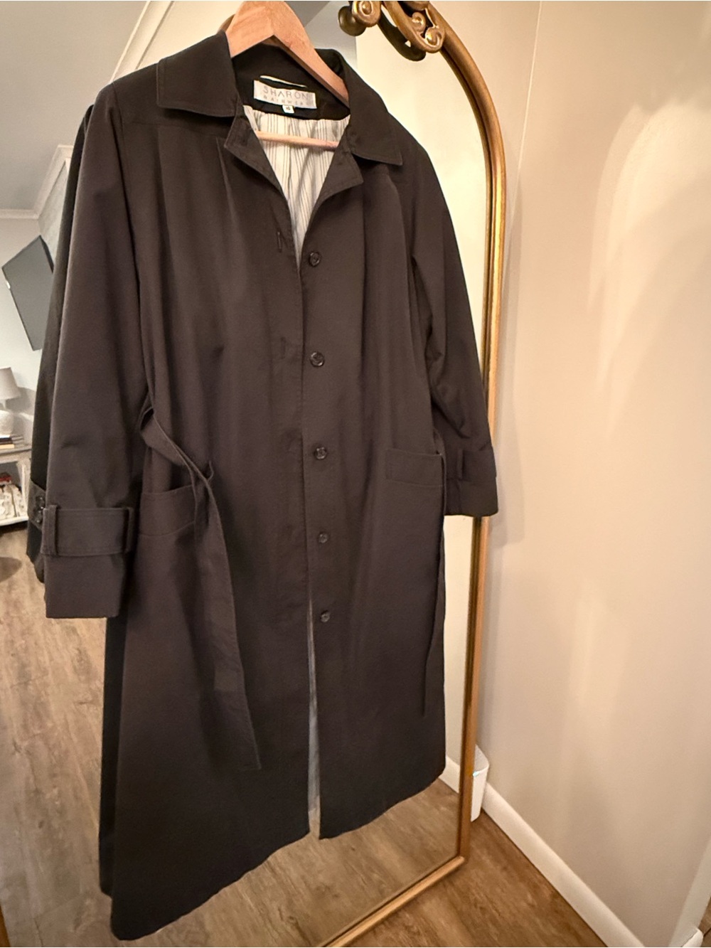 Sharon’s Rainwear Long Black Trench Coat - Size 10